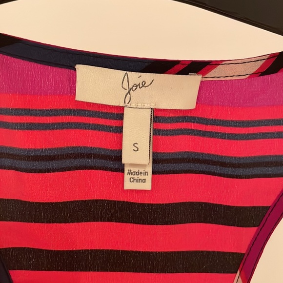 Joie, silk, colourful, striped, racer back tank. Sz S - Picture 2 of 4
